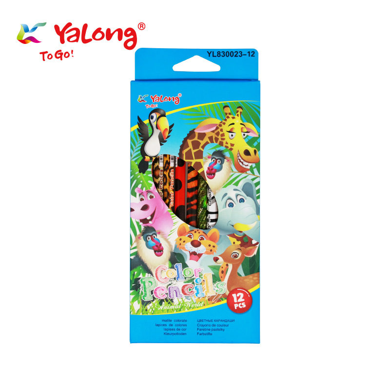 12色卡通动物彩铅48笔学生绘画文具彩色铅笔多色彩铅厂家铅笔白底实物图