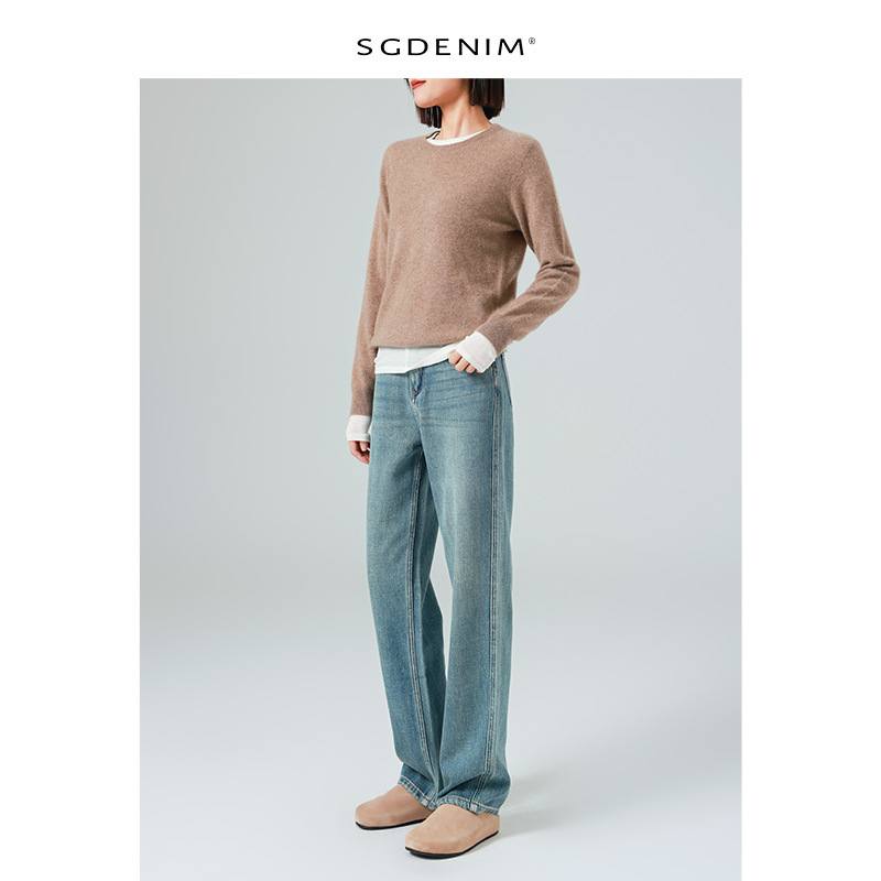 Wide-leg pants, narrow straight-leg Jeans, women's jeans, soft fabric basic style, commuter casual high-waisted, Autumn 2025