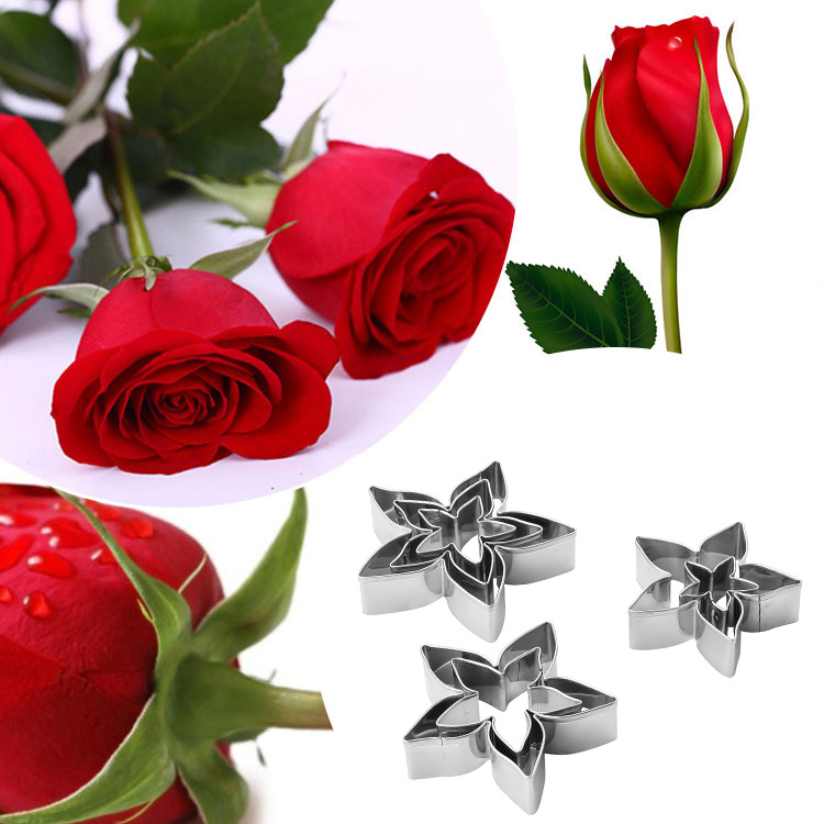厨房用品烘培模具食品级不锈钢糖花切模玫瑰花花萼造型模具烘培DIY工具亚马逊热销A402