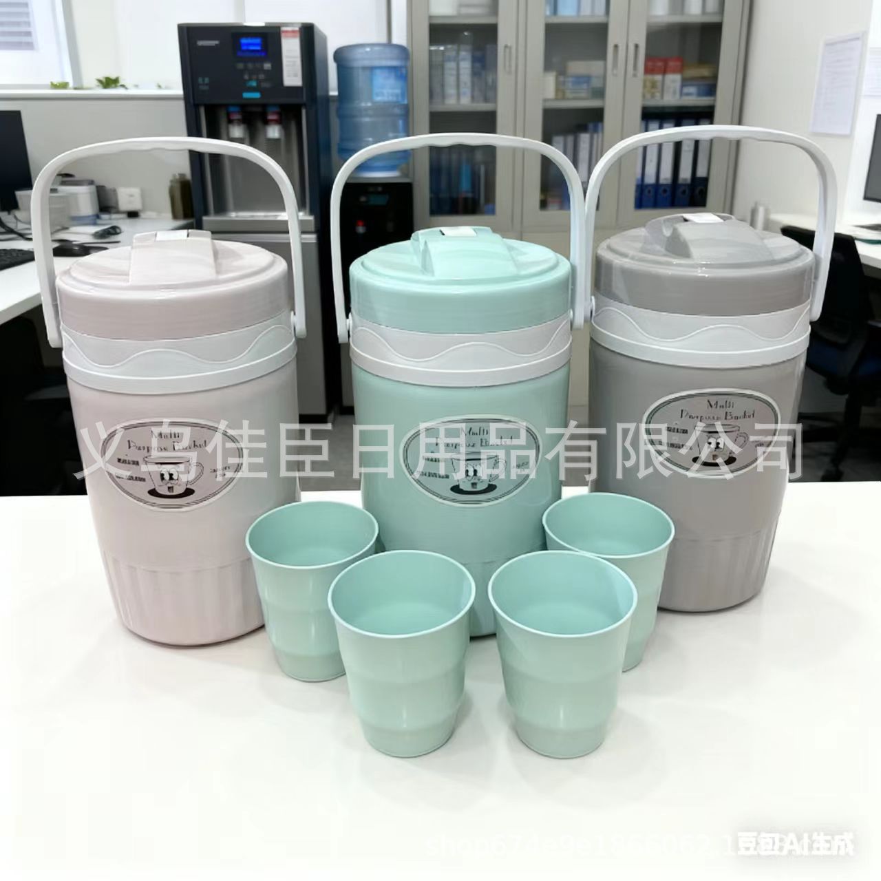 Household insulated water bottle set with water cup, large-capacity beverage, fruit juice, fruit teapot, cold and hot water bottle set for outdoor use