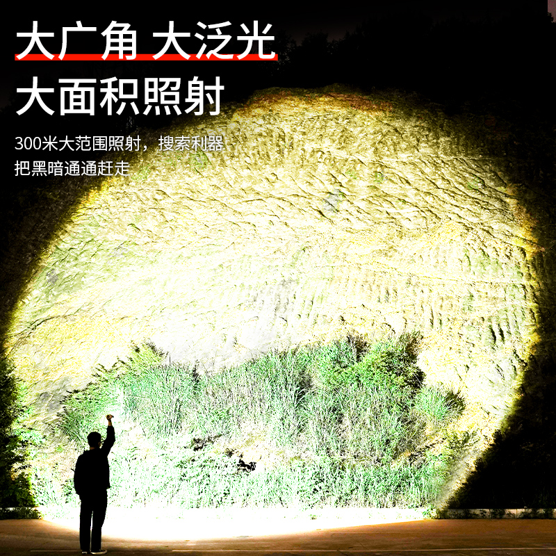 A new cross-border outdoor hand-held flashlight with extremely bright and powerful light, portable led home charging flashlight, super bright flashlight details Picture