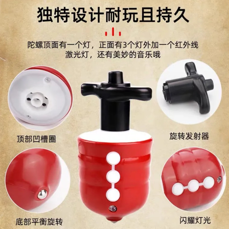 批发儿童陀螺玩具发光音乐旋转陀螺男女孩4-8岁地摊公园夜市跨境细节图