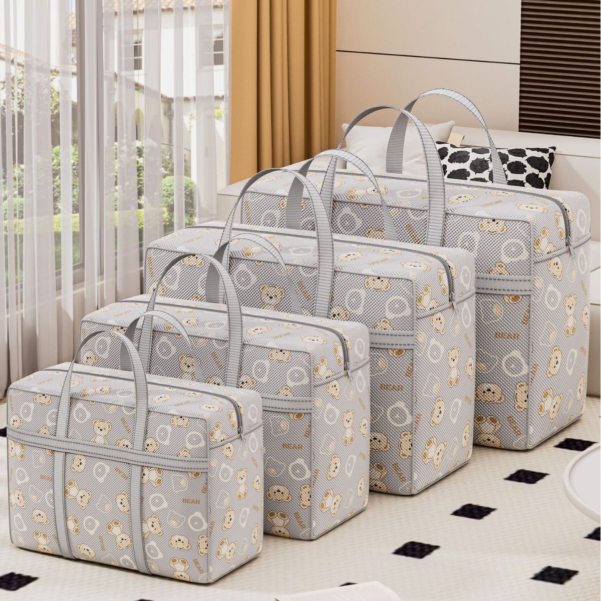 Large-capacity quilt storage bags, clothes and quilts sorting bags, clothes and quilts luggage bags, moving packing bags Application Scenario