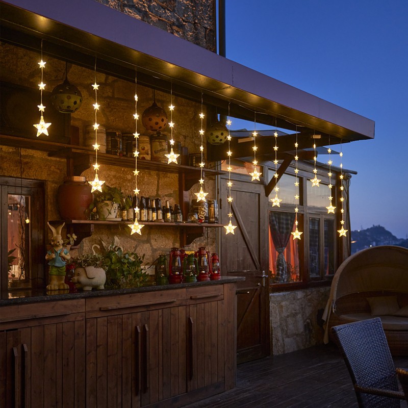 led color lights, flashing lights, string lights, starry sky curtains, balcony decoration, outdoor atmosphere lights, solar star light strings Specification image