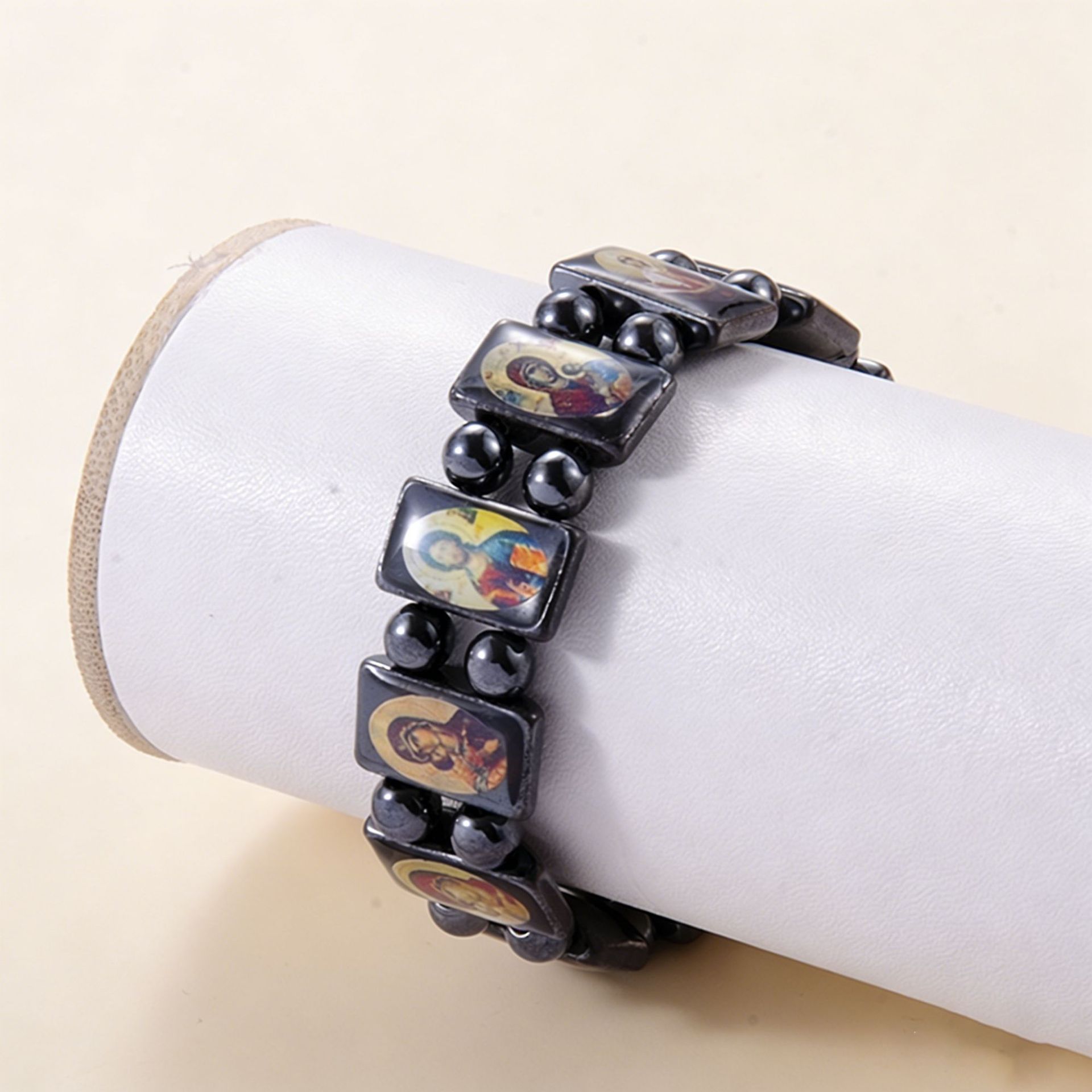 Brazalete de bilis negro color ortodoxo católico goteando accesorios al por mayor europa y Estados Unidos cross border accessories Specification image