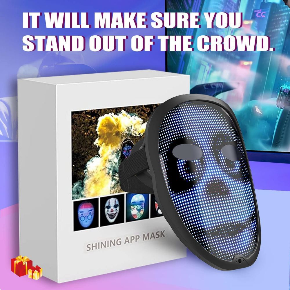 Gesture face-changing mask Bluetooth APP connect LED mask light full-color mask Halloween Party Dance bar