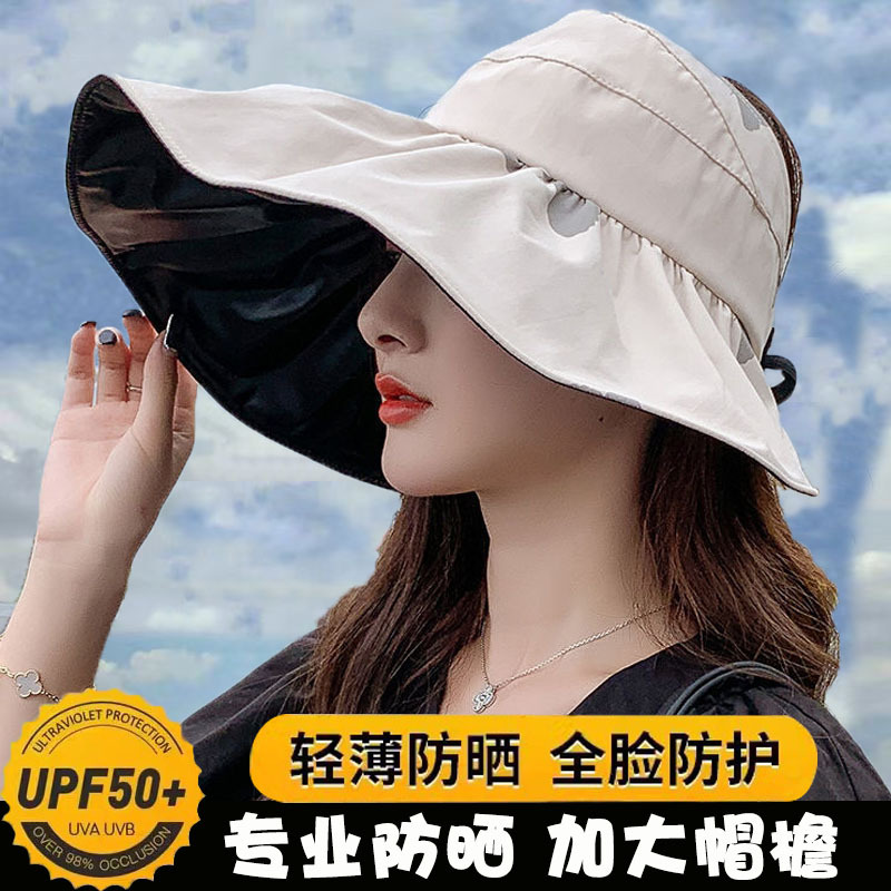 2025新款渔夫帽女夏季帽子时尚空顶防晒帽大檐遮阳帽防紫外线遮                             产品图