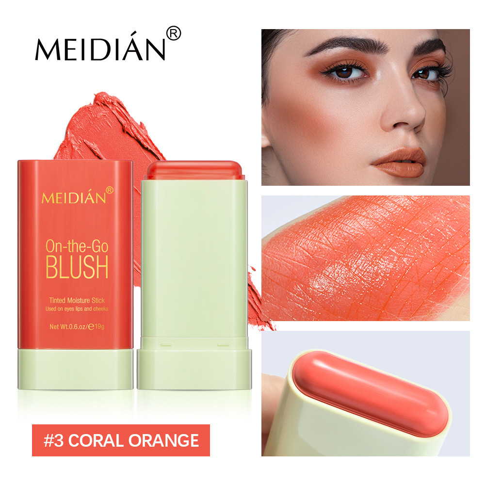 Cross-border bestsellers: Solid blush cream, high-gloss portable contouring blush stick, brightening base makeup details Picture