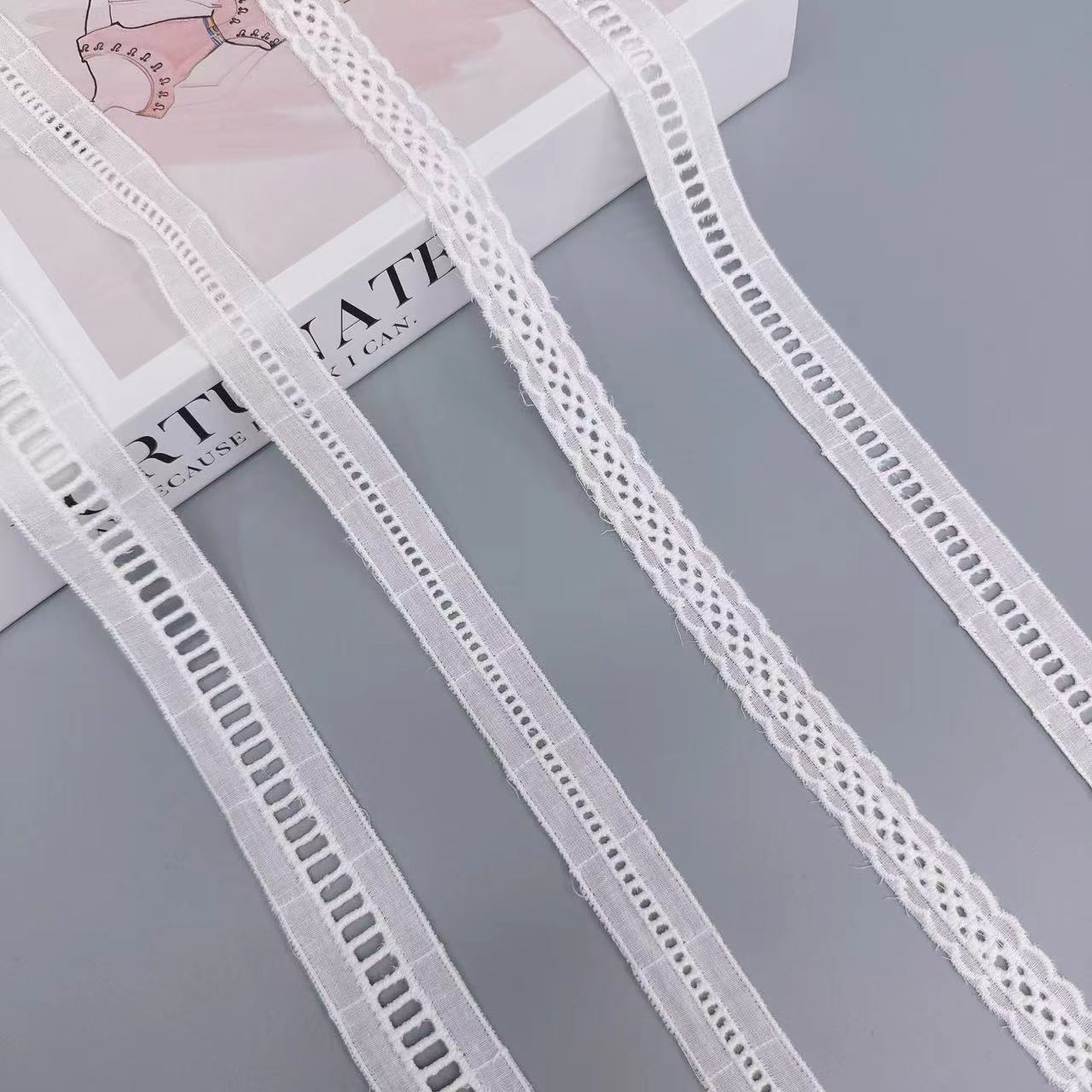 现货田园风楼梯格棉布刺绣蕾丝花边床品睡衣服装配饰辅料花边