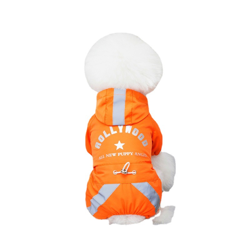 Pet casual raincoat, small and medium-sized Teddy, Bichon, Corgi dog breathable, comfortable, waterproof, reflective four-legged raincoat Item Picture