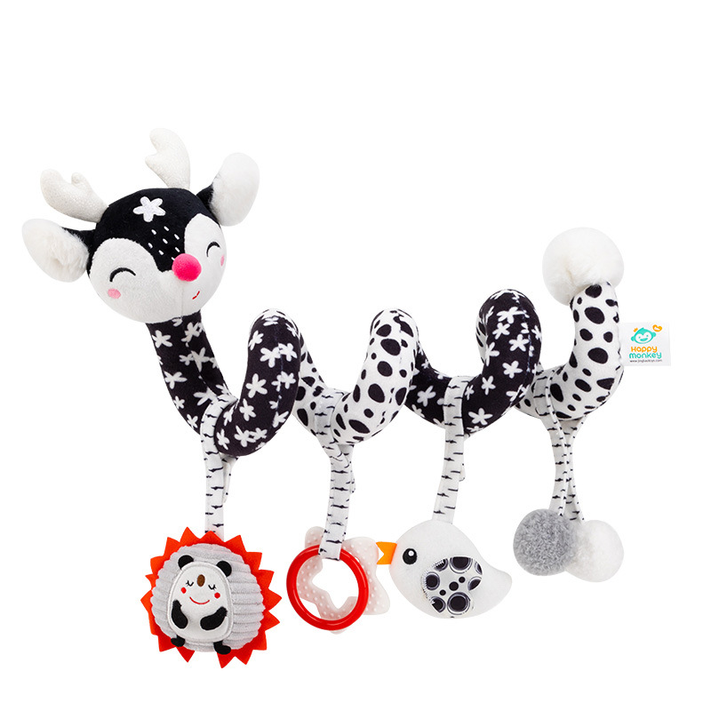 Happy monkey Baby Visual Training Black and White Bed Hanging Piece Detachable Baby Grasping Perception rattle Item Picture