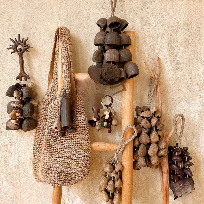 果壳铃挂件特色挂串果壳手摇乐器瑜伽伴奏解压音疗包包风铃挂饰