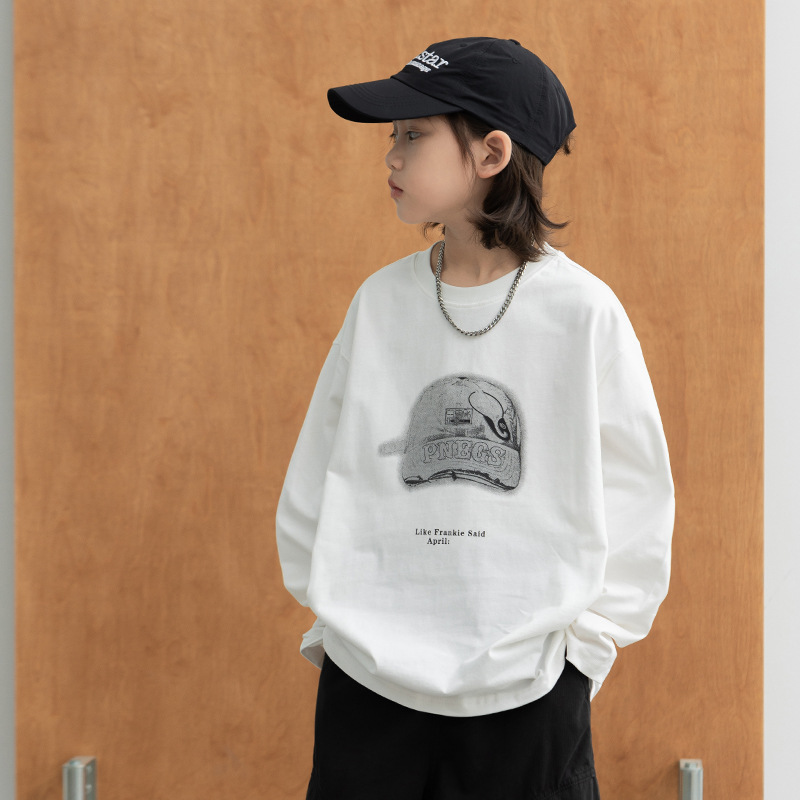 Boys' long-sleeved T-shirt Spring and Autumn 2026 new style Children's autumn base layer, big boys' autumn thin sweatshirt trend Specification image