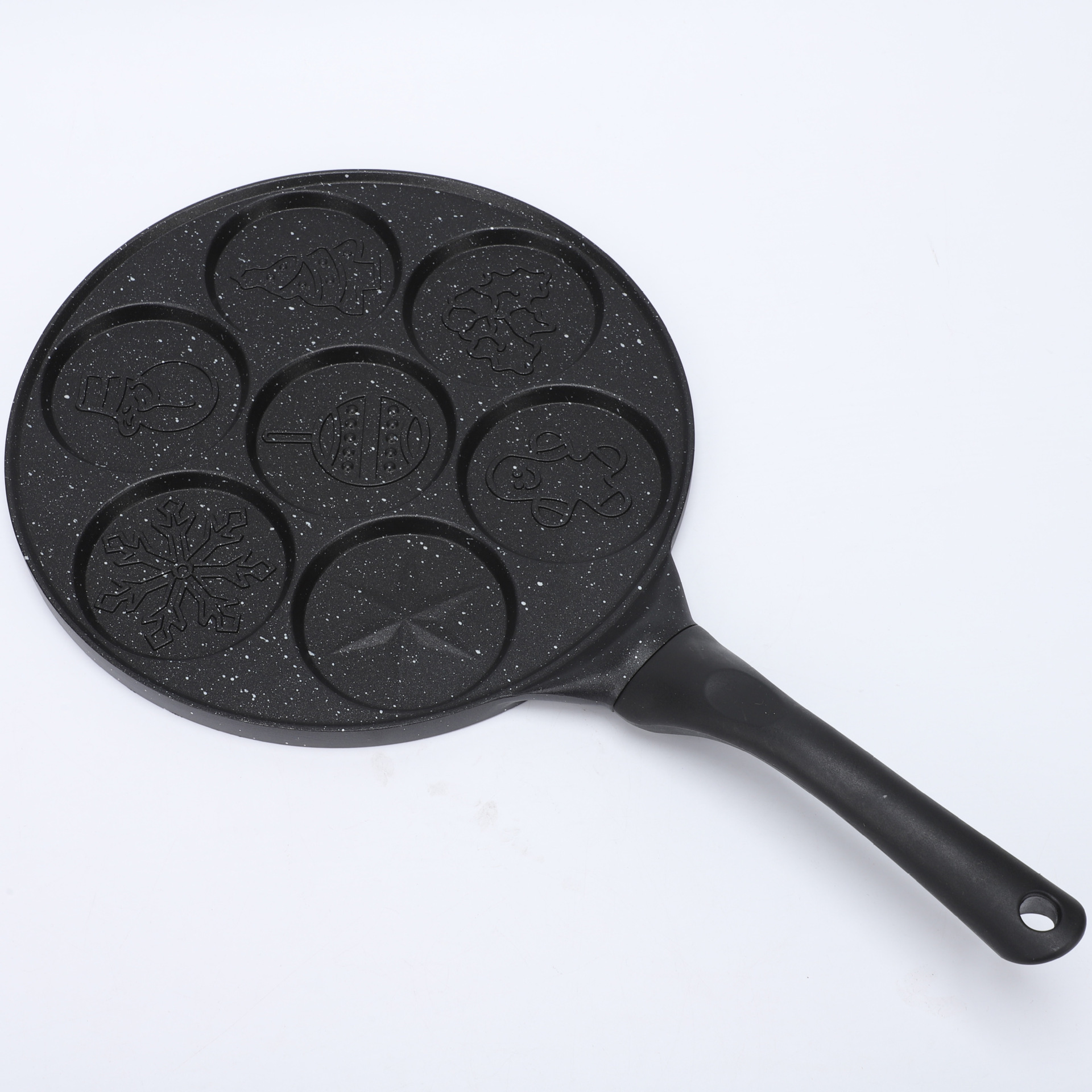 亚马逊披萨烘焙圆形不粘烤盘跨境热销七孔圣诞雪人系列DIY批发白底实物图