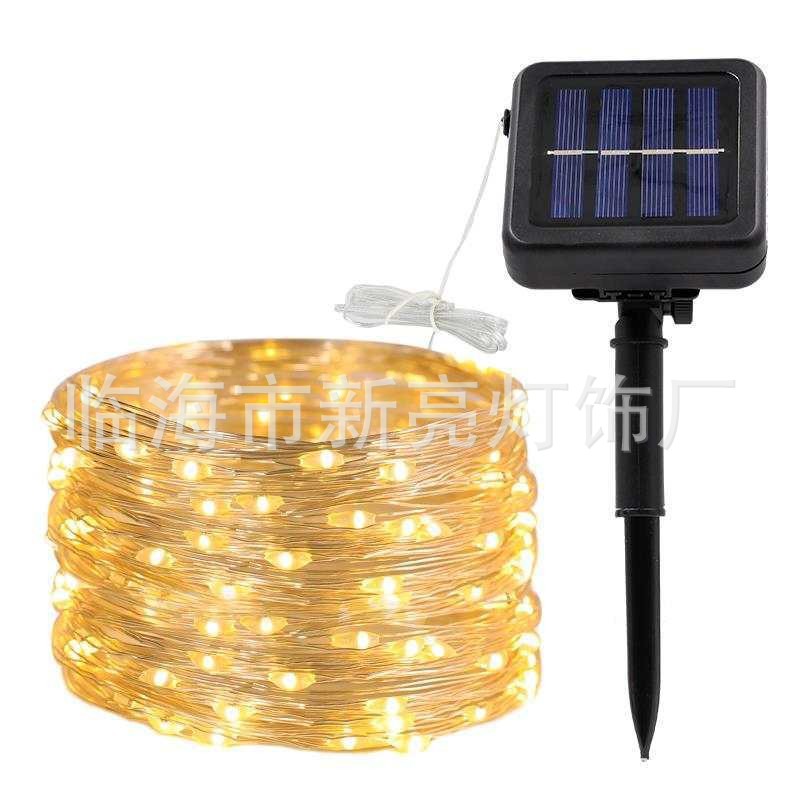 LED solar copper wire string light, waterproof garden decorative light, Christmas festival color light, solar string light, copper wire light