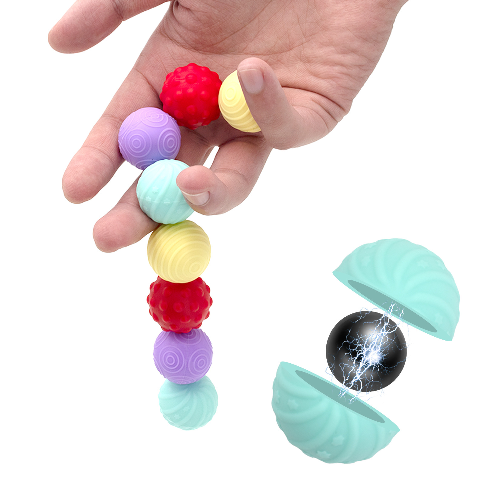 Cross-border bestseller Sensory Intelligence magnetic attraction ball, Silicone magnetic ball, silicone magnetic ball, decompression Fidget toy Specification drawing