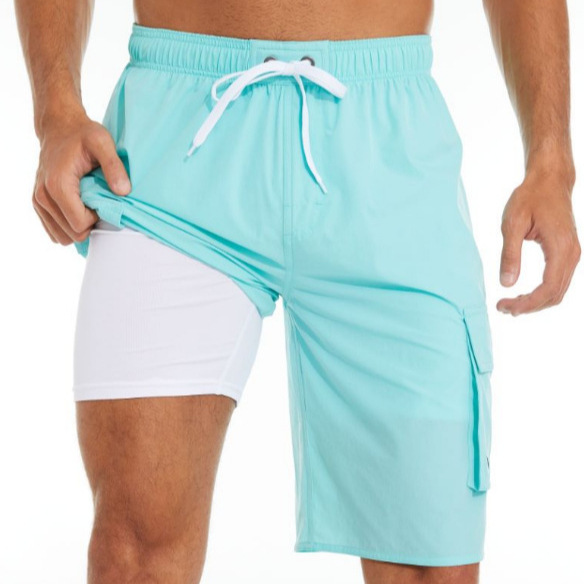 The 2024 summer new solid-color comfortable and casual mid-length outdoor beach shorts with side straps are a bestseller in Europe and America Application Scenario