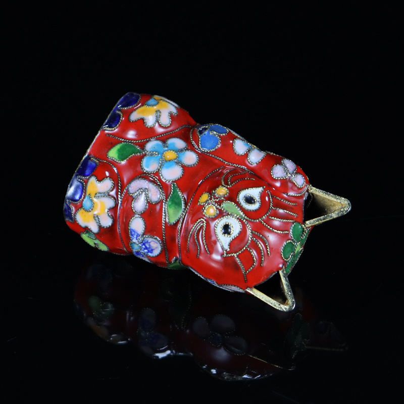 Beijing Cloisonne vintage cultural collectibles, small decorative items, copper body, cloisonne enamel filigree, silver blue small money cat Specification image