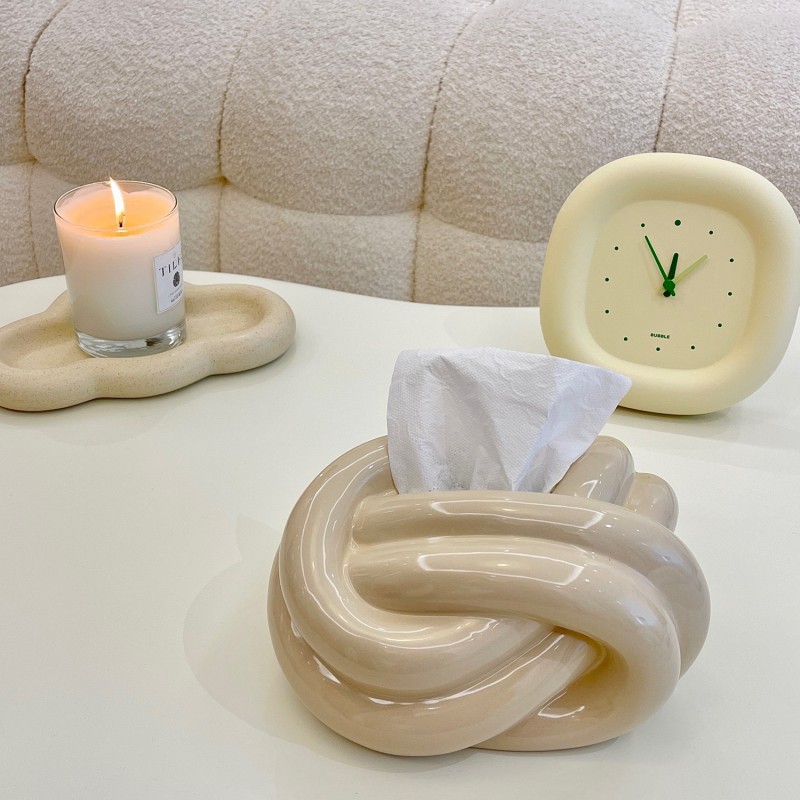 Creative life knots, fun tissue boxes, living room coffee table, dining table, bedroom ceramic tissue boxes, personalized and cute for home use Specification image