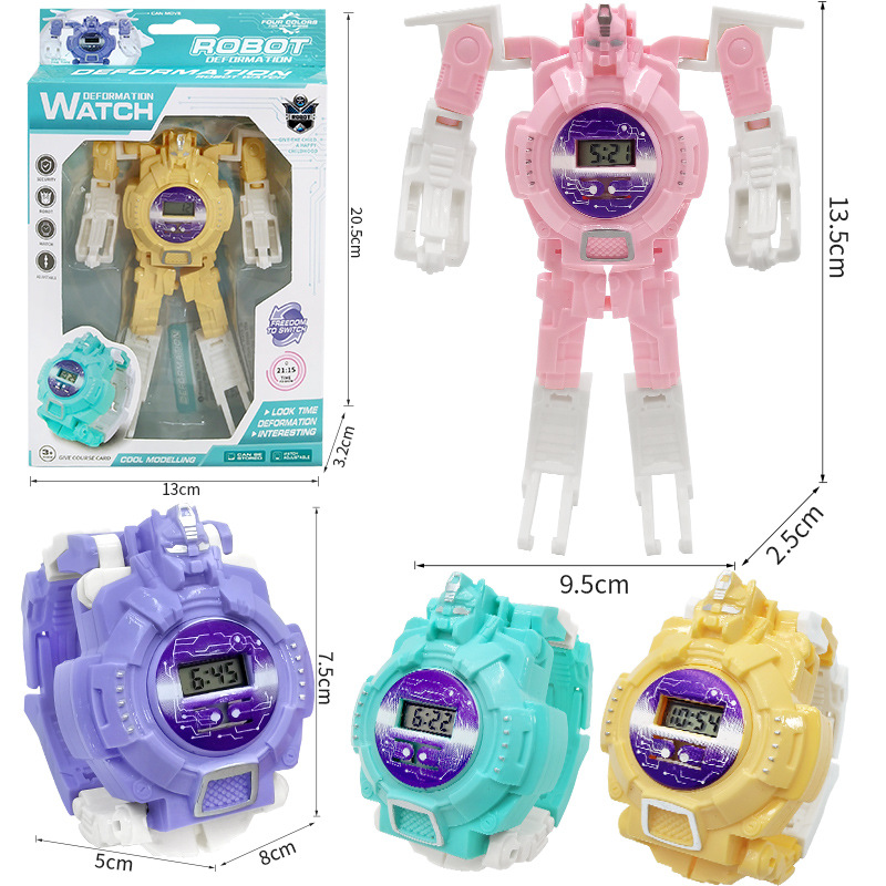 Transforming robot, children's electronic watch, men's casual smart watch, display screen, multi-functional sports watch Item Picture