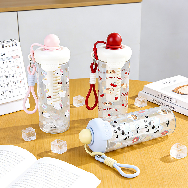 Wholesale of high-appeartion-level cartoon float ball plastic cups, large-capacity portable ins direct drinking plastic straws, water cups and tea brewing cups Specification image
