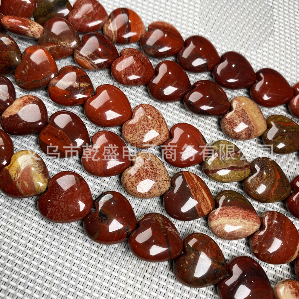 Natural stone, crystal, agate, heart-shaped semi-precious stone, loose beads, various material jewelry beads, necklaces, bracelets and accessories Specification image