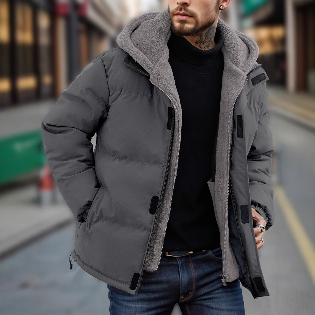 Men's winter jacket, heavyweight quilted overcoat, men's skiing thickened windproof down jacket, men's vacation 2 pieces of cotton-padded clothes