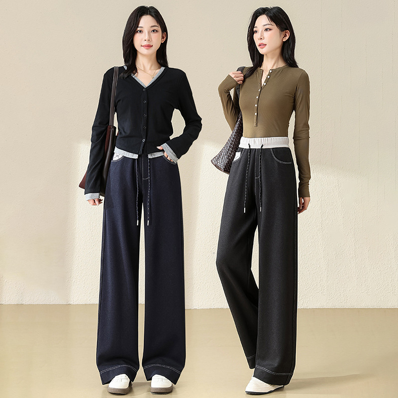 牛仔裤/带钻牛仔裤/牛仔裤阔腿/库存/牛仔短裤女产品图