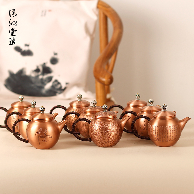 铜色茶壶家用紫砂泡茶壶保温壶带滤网