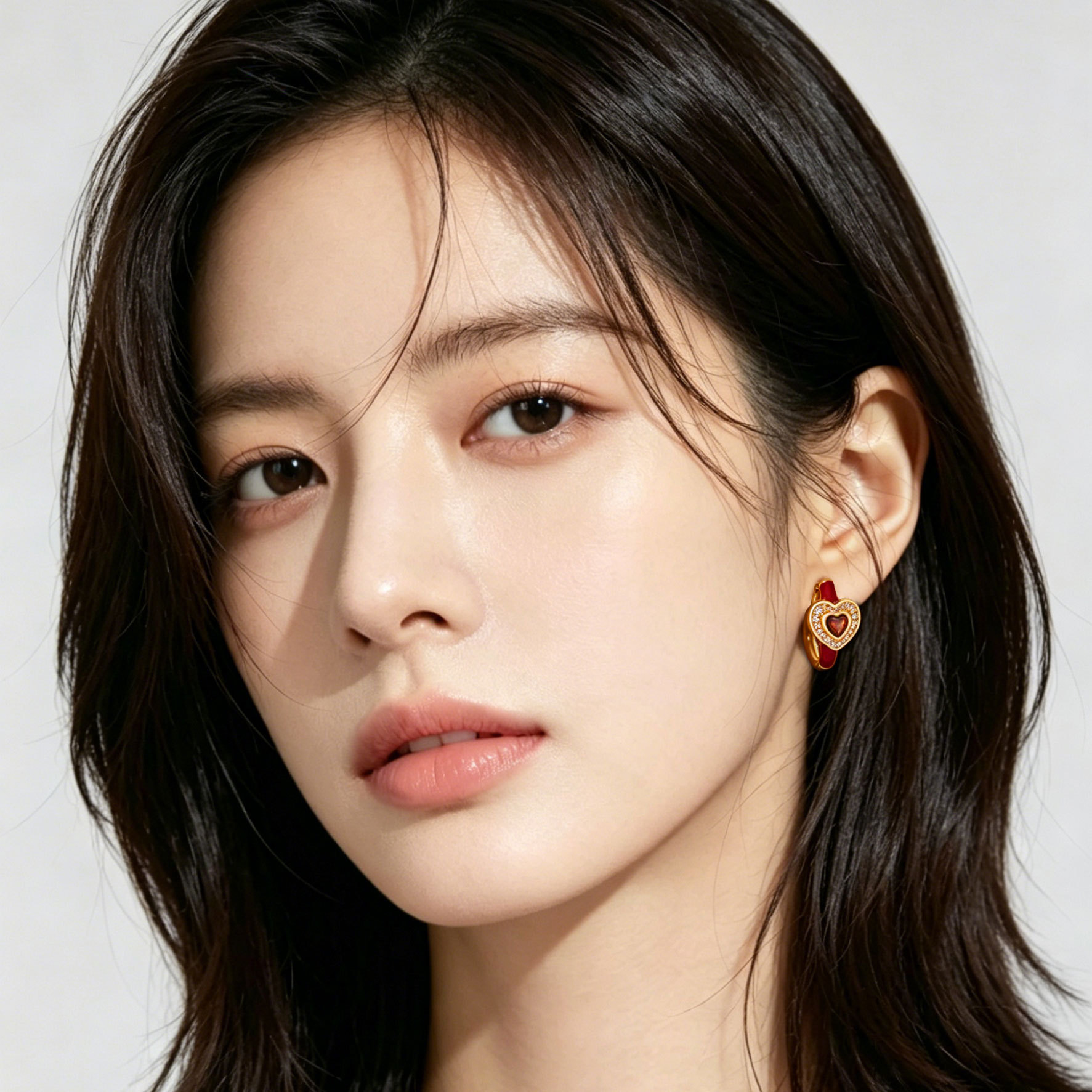 Original design heart-shaped earrings, copper alloy oil-inlaid with zirconium, high-end and exquisite ear buckles, fashionable and versatile commuting earrings details Picture