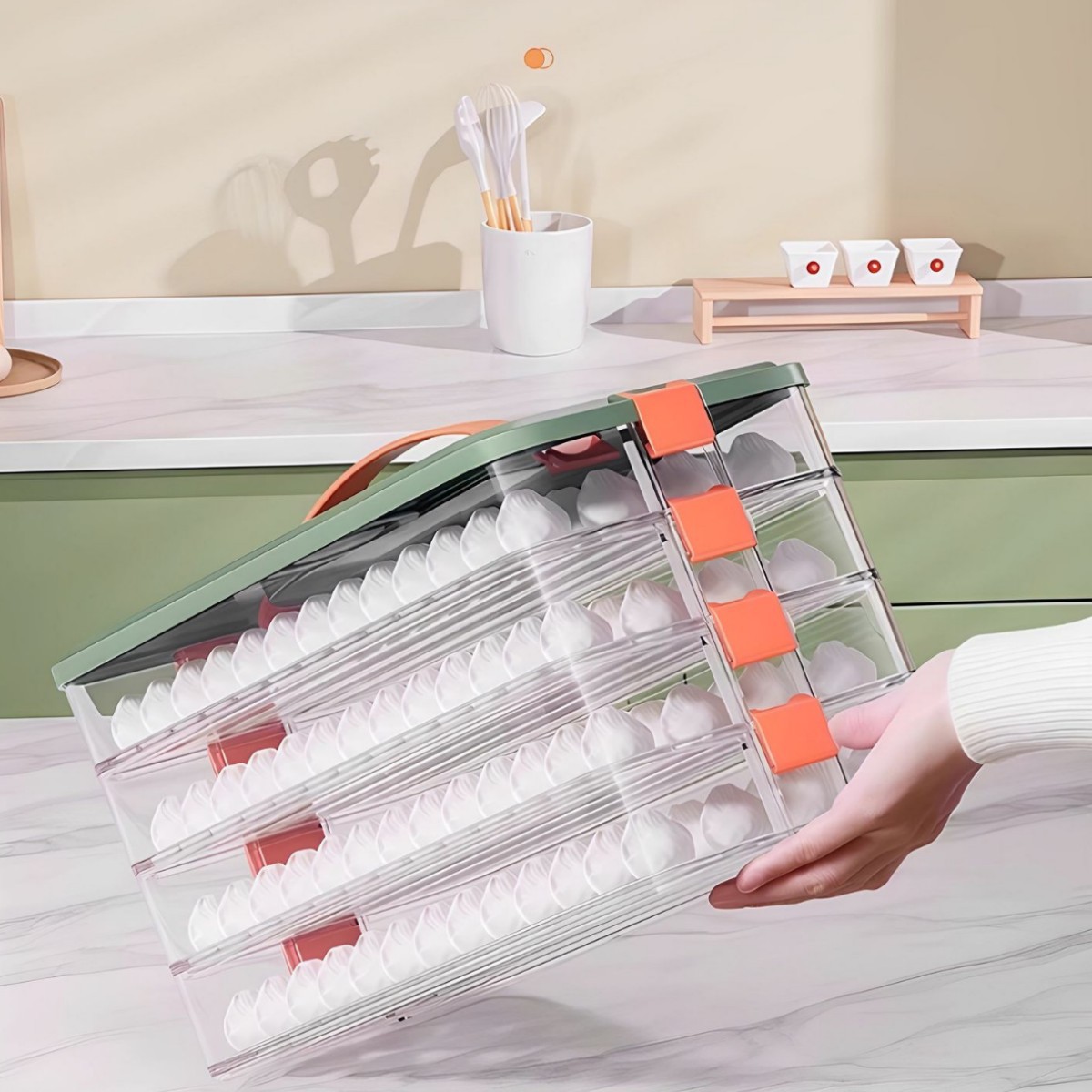 Dumpling storage box, freezer box, multi-layer storage box for frozen dumplings in the refrigerator, wonton box, household dumpling quick-freezing and preservation box Specification image