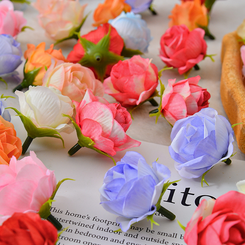 Factory direct sales of small rose heads, diy flower heads, wedding decoration, simulated flower materials, photography and photo decoration props Specification image