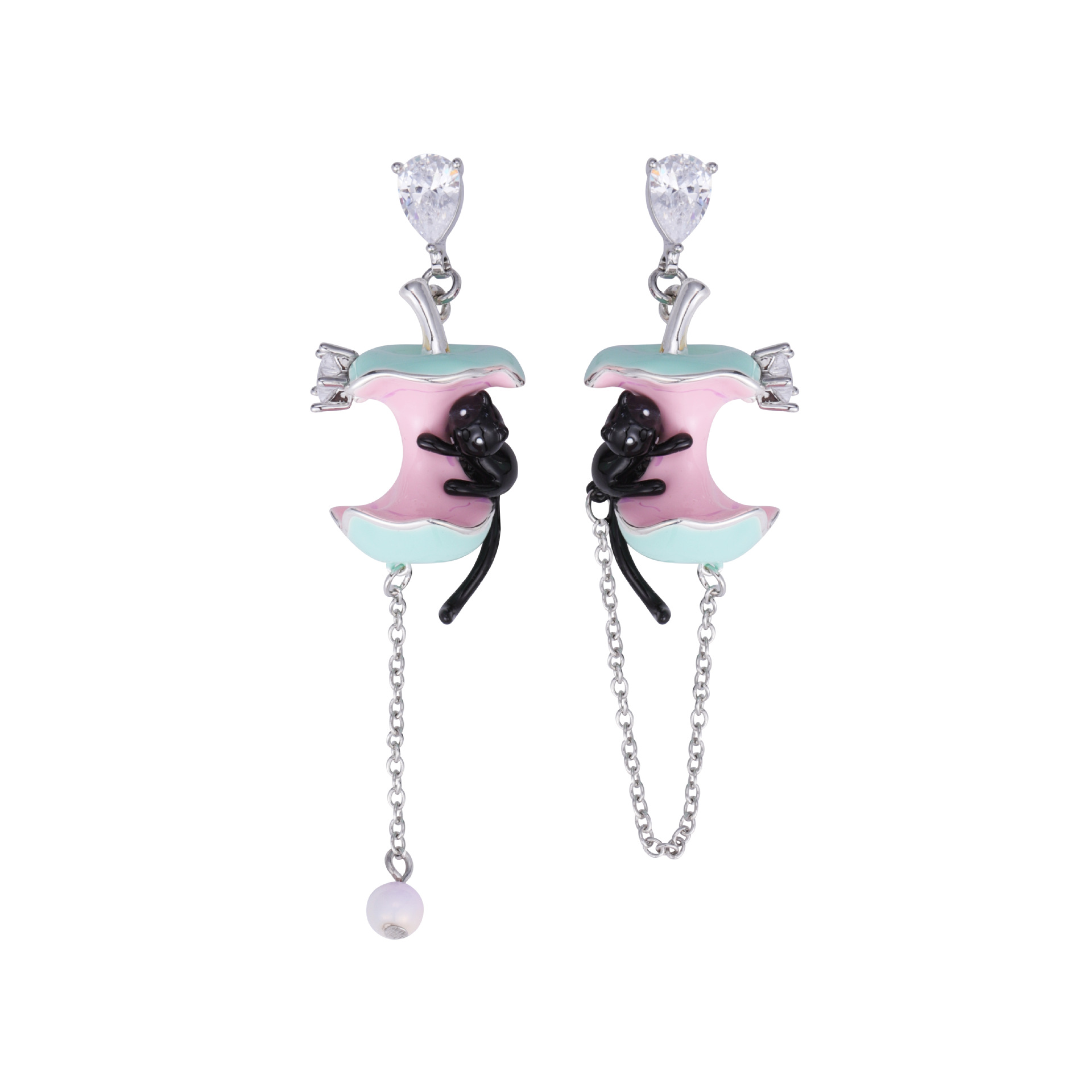 3D printed Apple Cat series original design, niche and unique dopamine earrings, fashionable and versatile, sweet and cool style earrings Item Picture