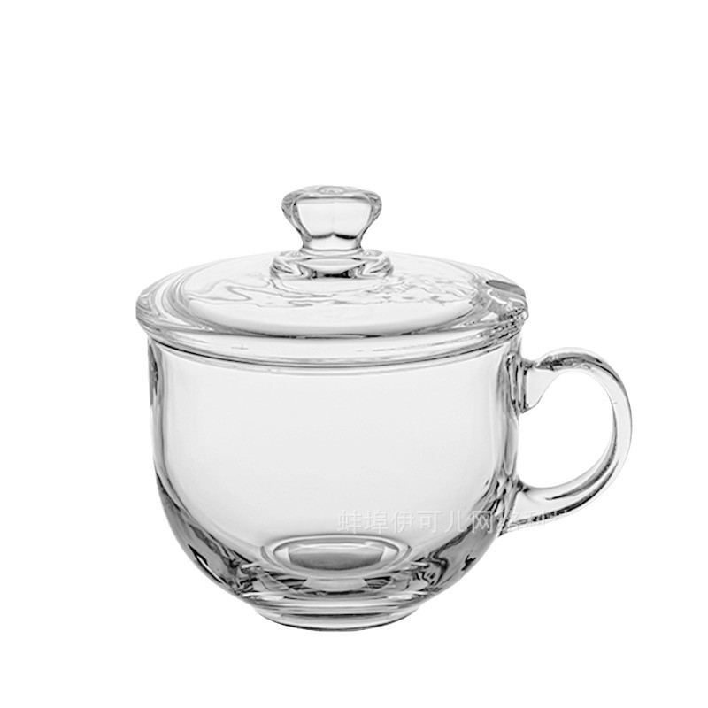 كأس فطور الحليب الزجاجي مغطى بكوب شاي ساخن Item Picture