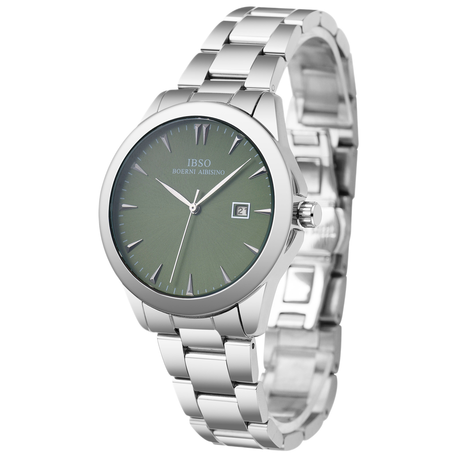 IBSO's fashionable men's quartz watch with steel band, a simple and versatile casual wristwatch, is a cross-border bestseller Item Picture