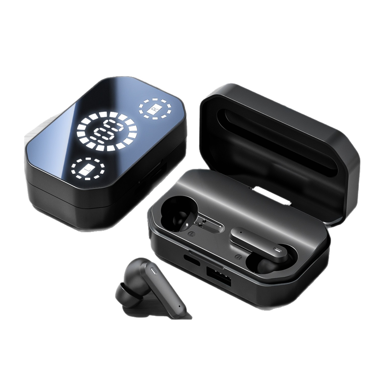 The new Huaqiangbei M154 flip-top Bluetooth headphones feature wireless in-ear design, ultra-long battery life and high-quality sound Item Picture