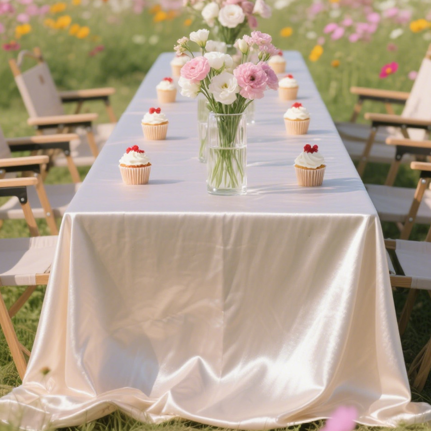 桌布轻奢高级感缎面2025新款金色甜品台长方形酒店台布免洗台布