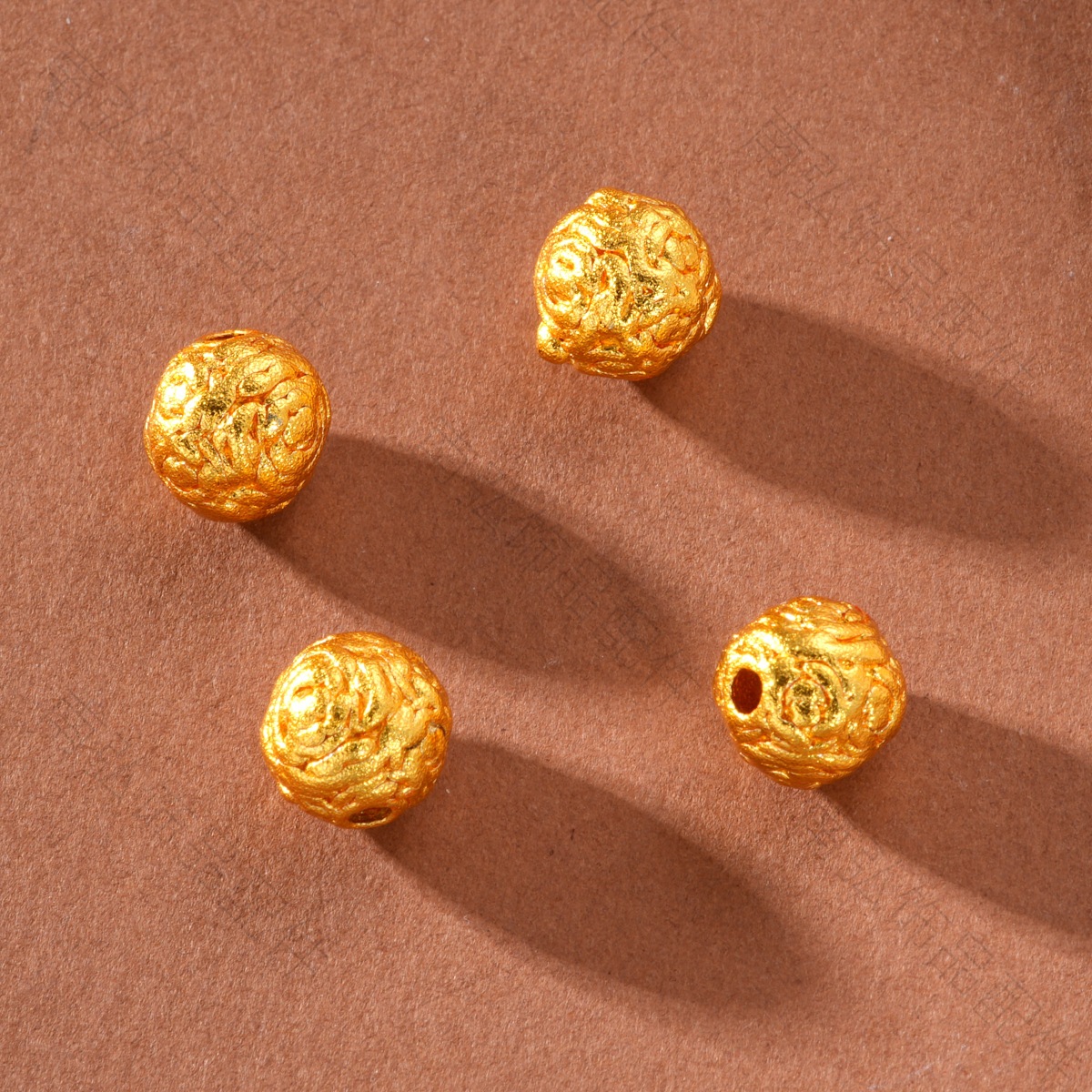 Ancient-style Vietnamese sand gold color-preserving rose large spacer beads high-end DIY bracelet necklace jewelry accessories details Picture
