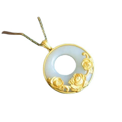 Natural Hetian white jade lotus peace pendant for women, S925 sterling silver, a trendy and simple silver jewelry necklace Item Picture