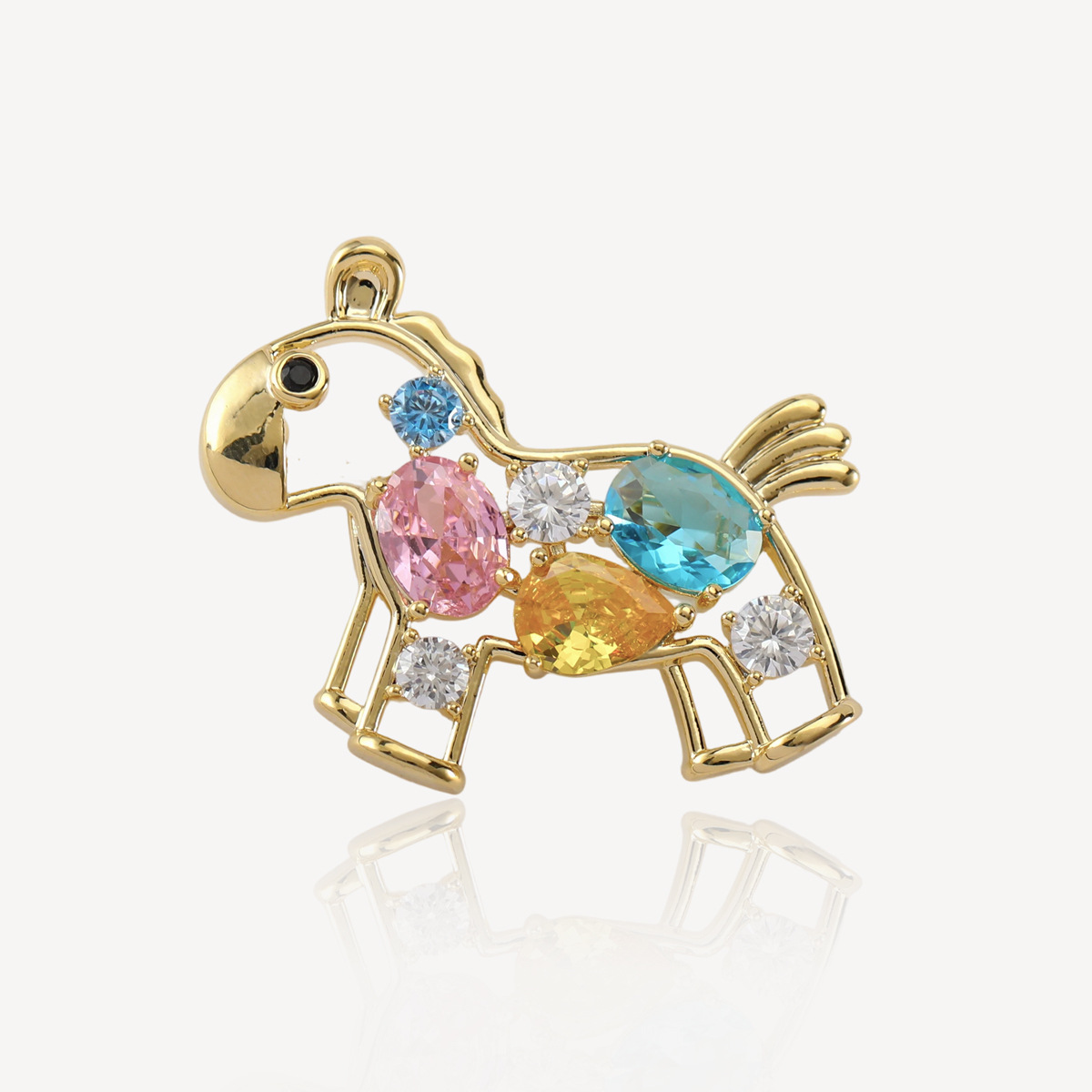 韩国时尚潮流女胸花配饰大气别针外套开衫毛衣链小马款扣卡通风格白底实物图