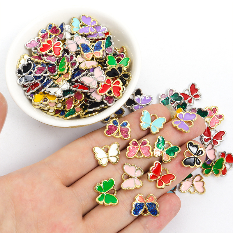 时尚炫彩蝴蝶滴油合金挂件 动物DIY饰品配件手链项链耳环吊坠配饰详情图4