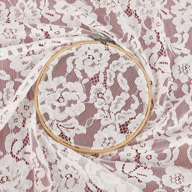 White hollowed-out lace fabric, full brocade lace fabric, strand lace dress, dress fabric in stock