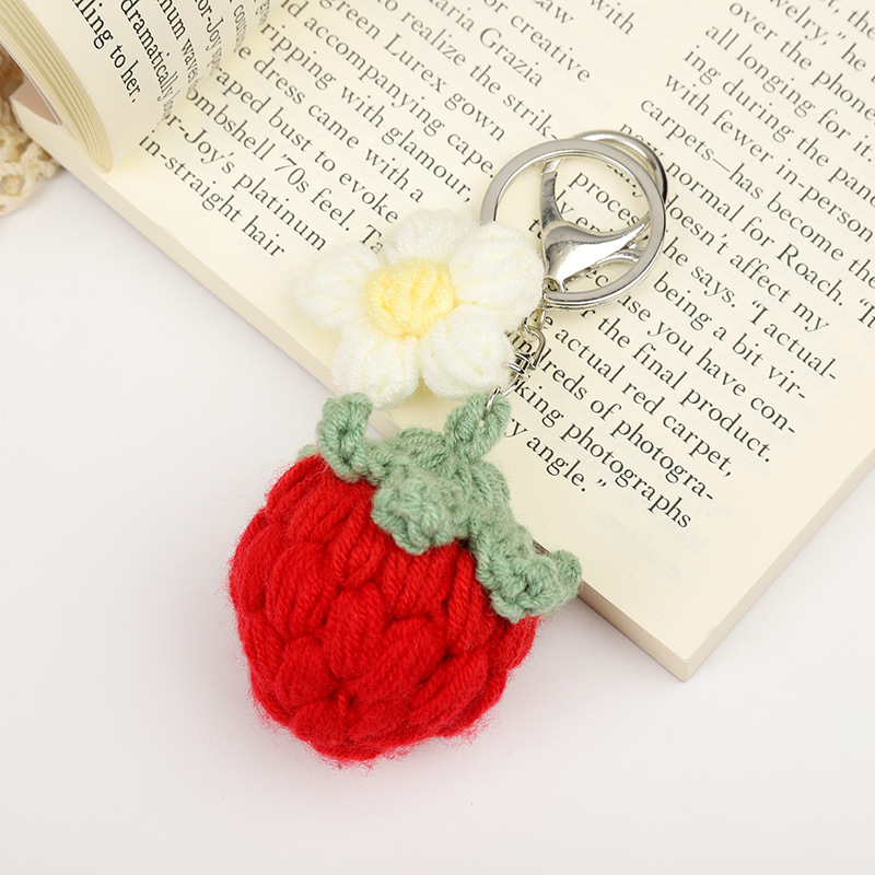 Moda creativa hecho a mano gancho tejido tejido suave accesorios clave dulce fruta forma llavero coche colgante Specification image