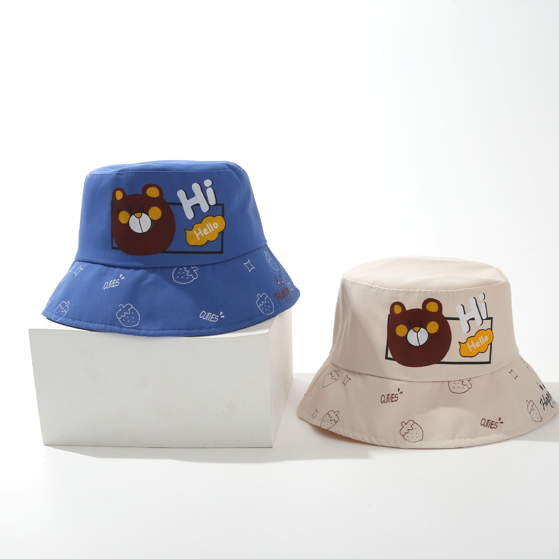 Children's fisherman hats for spring and autumn, new sunshade baby basin hats, cute cartoon and versatile bear hats, Korean version for export details Picture