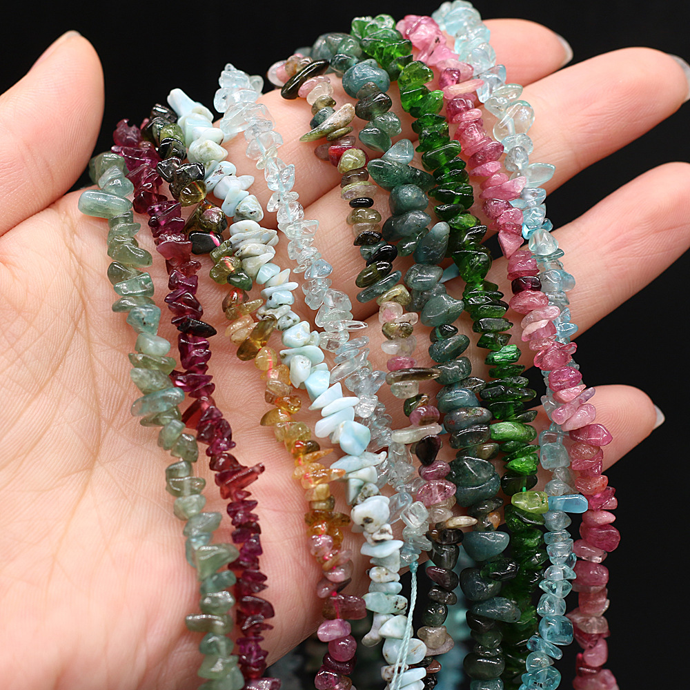 Natural stone crushed stone, raw stone beads with holes, semi-finished products, 40 cm DIY jewelry, handcrafted accessories, wholesale Application Scenario