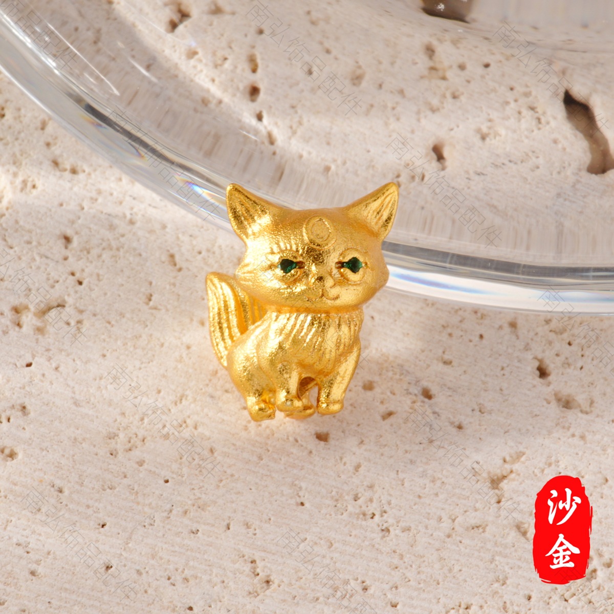 New ancient method sand gold high color retention zirconium fox bead traditional Chinese style high-end bracelet necklace DIY accessory Specification image