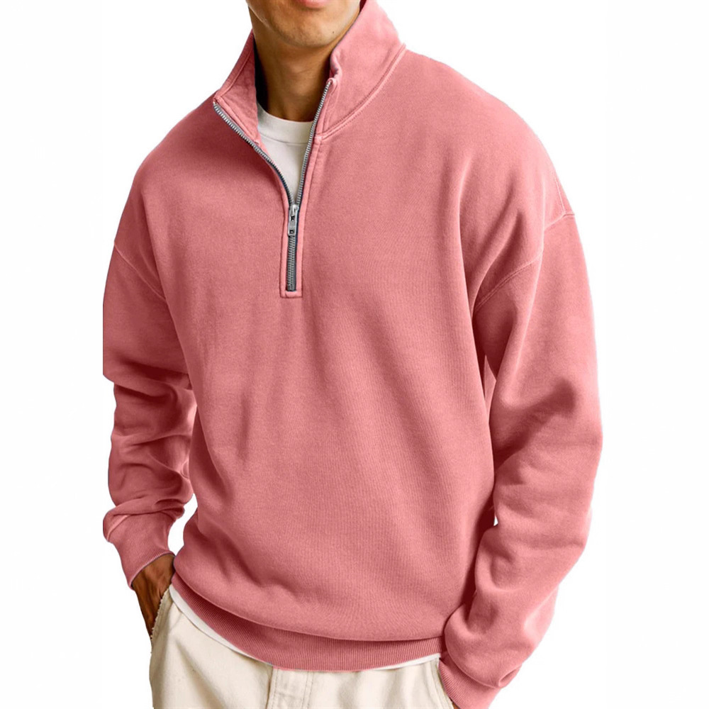 2026 New cross-border Amazon men's versatile sweatshirt, fashionable and casual half-zipper stand-up collar long-sleeved sweatshirt for men details Picture