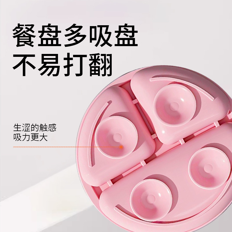 亚马逊热销儿童餐具套装笑脸款硅胶餐盘婴儿辅食碗围兜勺叉批发细节图