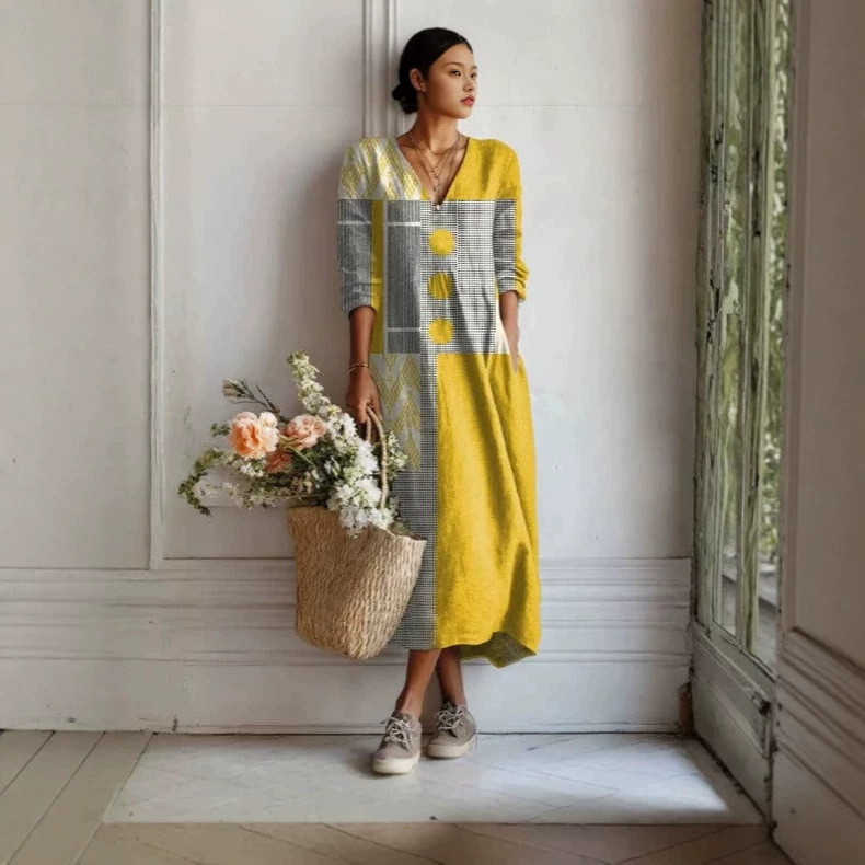 连衣裙/裙子/国风服装/女装/大码女装连衣裙白底实物图