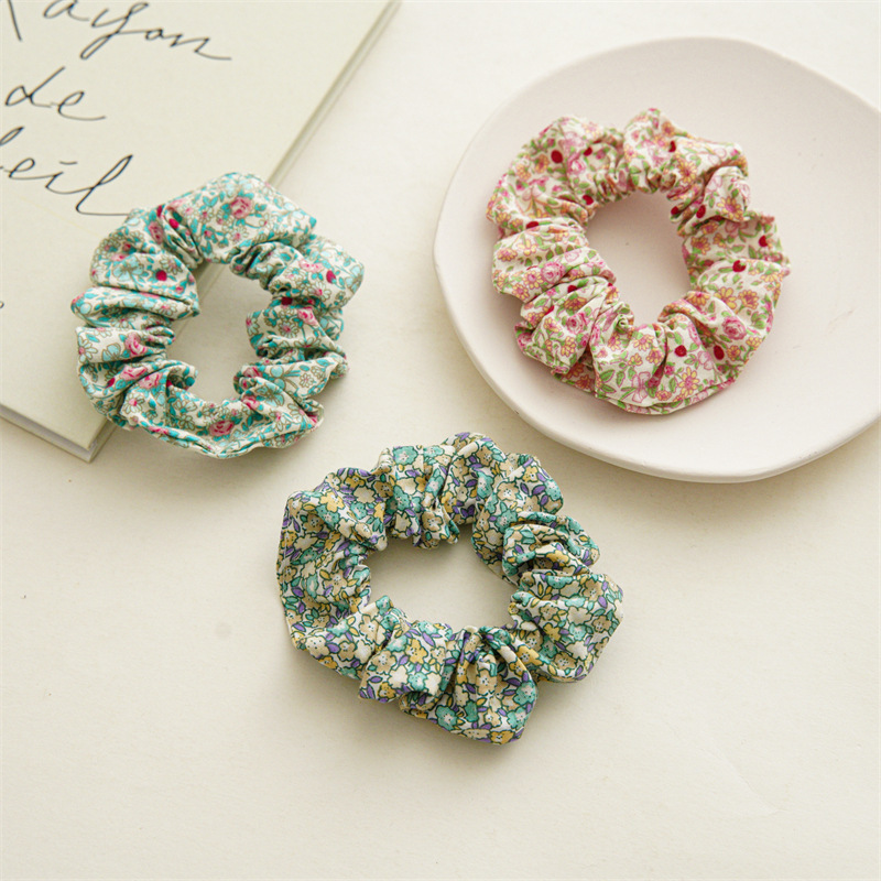Autumn and winter large intestine hair band, pure cotton fabric floral hair band headwear, cross-border European and American women's hair tie wholesale
